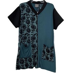 Maxime Zeaberg Asymmetric Tunic Size 1X Lagenlook Artsy Funky Full Zip Top NWT